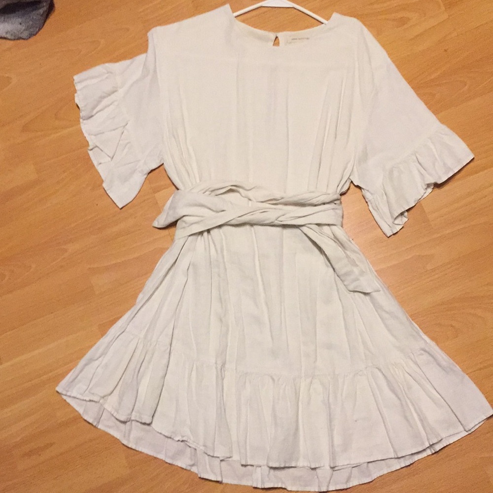 Urban Outfitters brand ivory ruffle dress